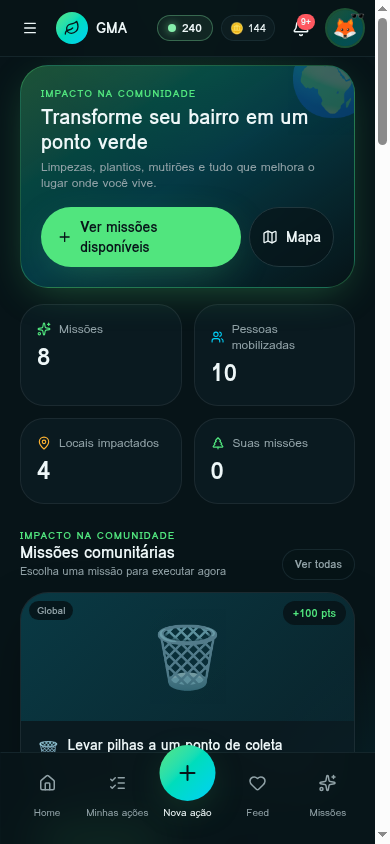 Tela Comunidade do app GMA