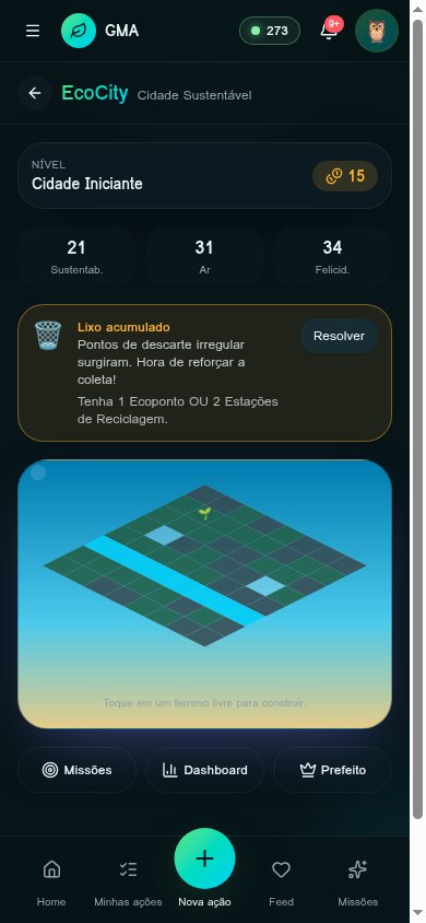 Tela EcoCity do app GMA