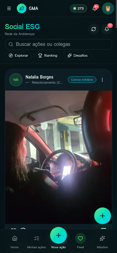 Tela Feed ESG do app GMA