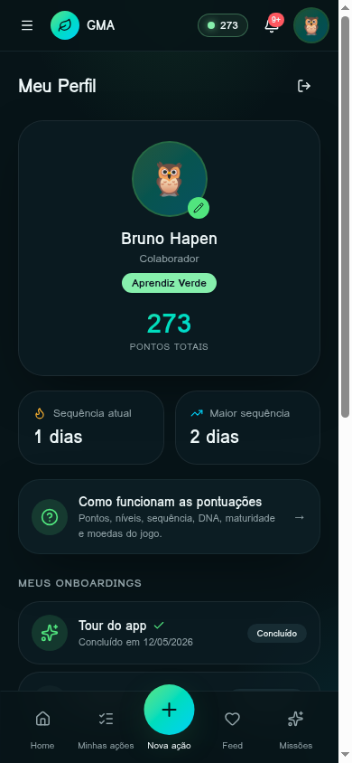 Tela Perfil do app GMA